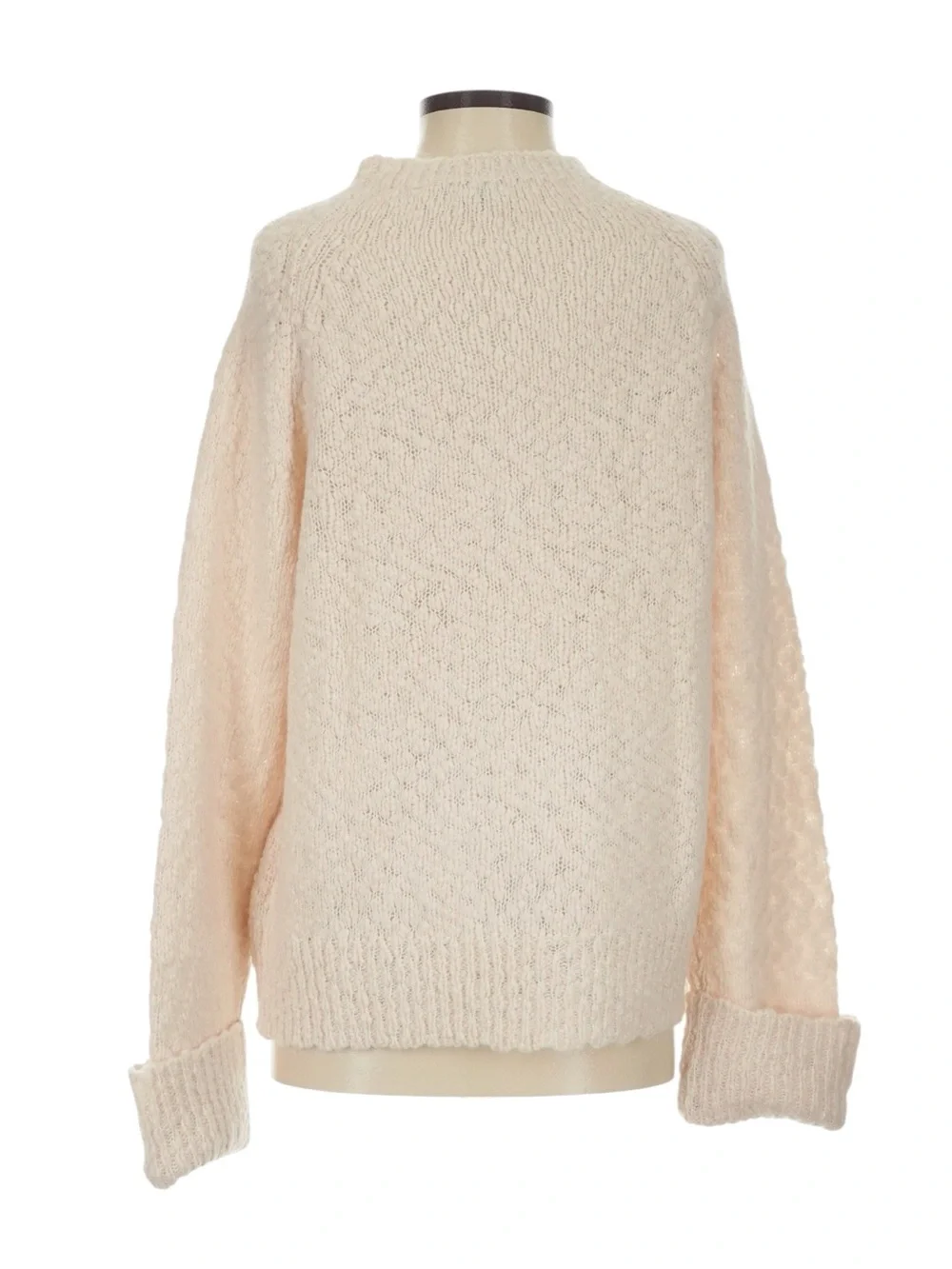 J. Crew Cuffed Mockneck Sweater Size XS Cream Textured Oversized Cozy Warm